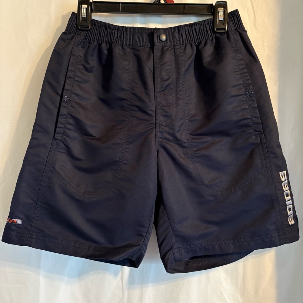 Adidas Performance Shorts Men’s Sz Small Stretch Embroidered Logo Navy Blue